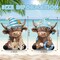 2-Piece Coastal Highland Cow Figurines – Nautical Summer Farmhouse Decor with Anchor, Starfish & Seashell Accents – Ocean Theme Resin Table & Shelf Decorations for Home, Beach House, Mantel & Office